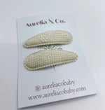 Charger l'image dans la galerie, Embroidered Hair Clips- Beige