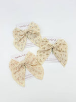 Charger l'image dans la galerie, Neutral Floral Hair Bow- Brown