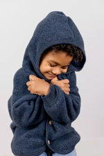Charger l'image dans la galerie, Engel Natur Hooded Jacket in Merino Wool- Blue Melange