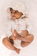 Load image into Gallery viewer, Swim Long Sleeve Hip Ruffle One Piece- Floret