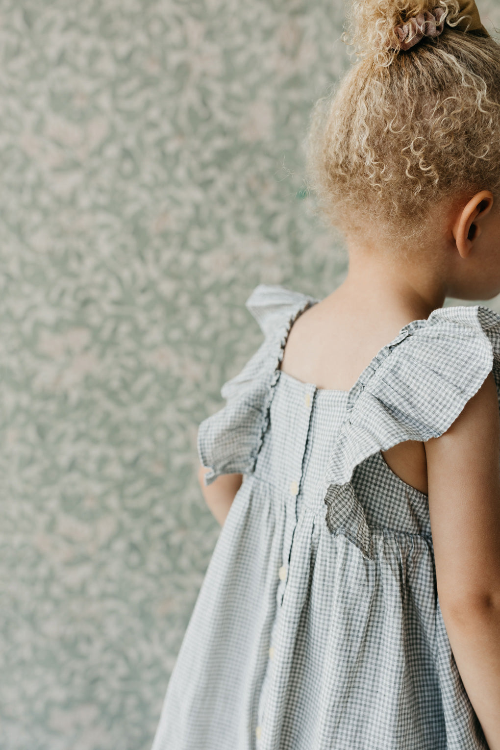 Organic Cotton Gingham Dress- Sky