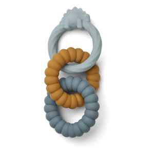 Gilbert Silicone Teething Rings- Dino Blue