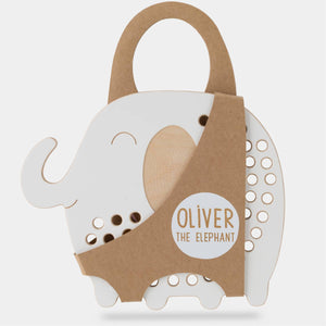 Oliver the Elephant, wooden lacing toy, montessori