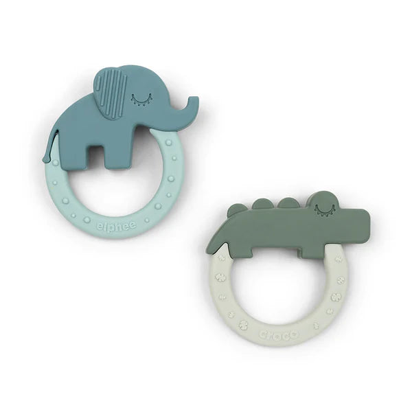 Teether 2-pack Deer Friends Green/Blue