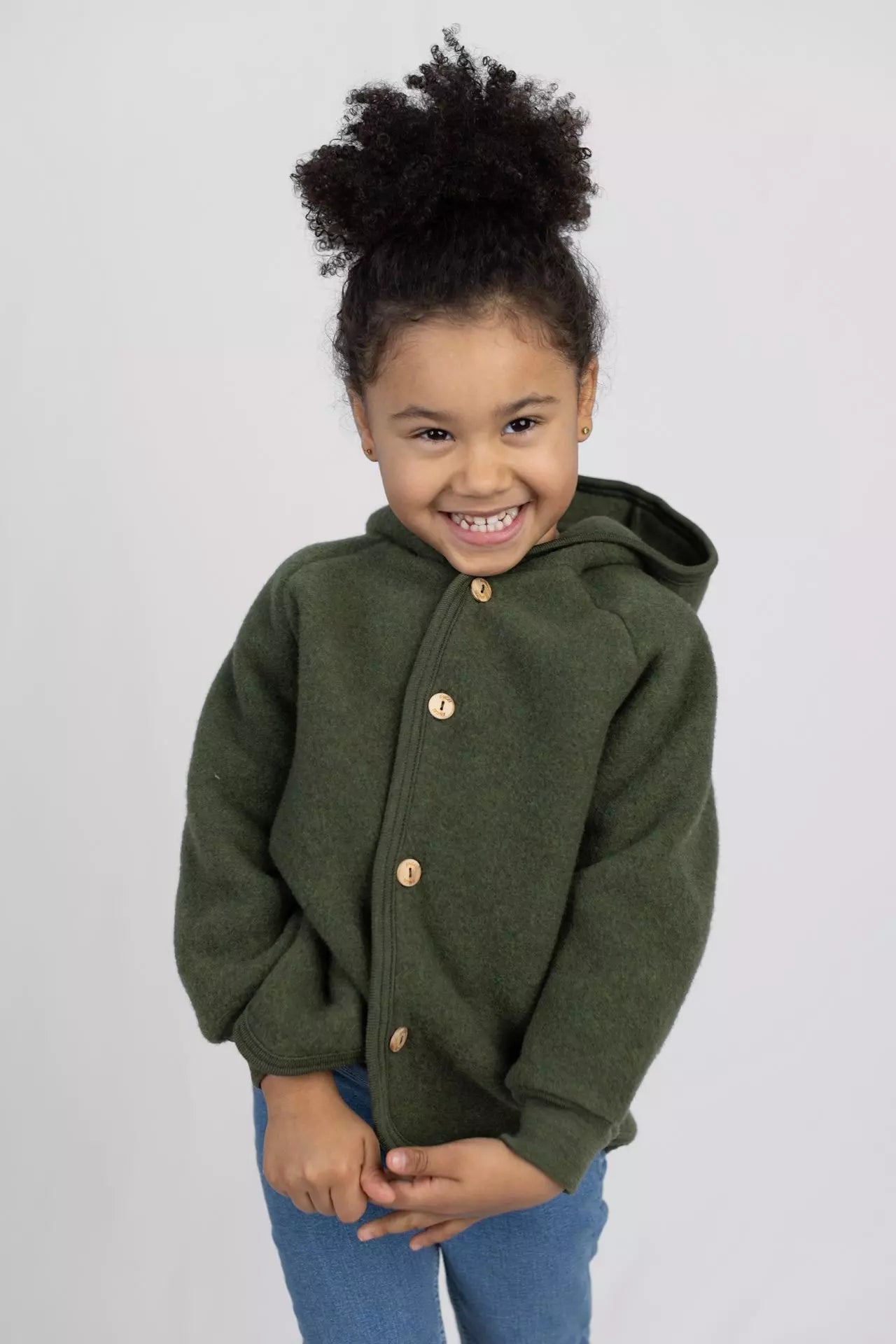 Engel Natur Hooded Jacket in Merino Wool- Reed Melange