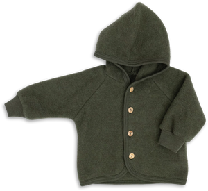 Engel Natur Hooded Jacket in Merino Wool- Reed Melange