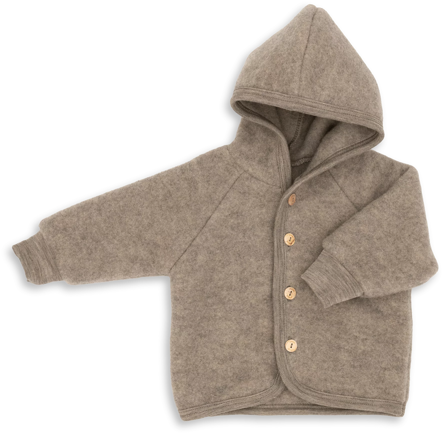 Engel Natur Hooded Jacket in Merino Wool- Walnut Melange