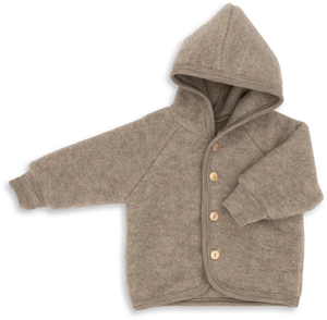 Engel Natur Hooded Jacket in Merino Wool- Walnut Melange