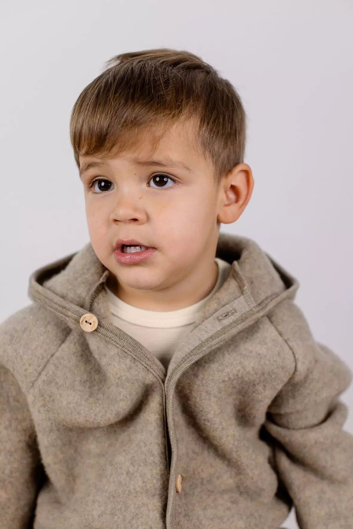 Engel Natur Hooded Jacket in Merino Wool- Walnut Melange