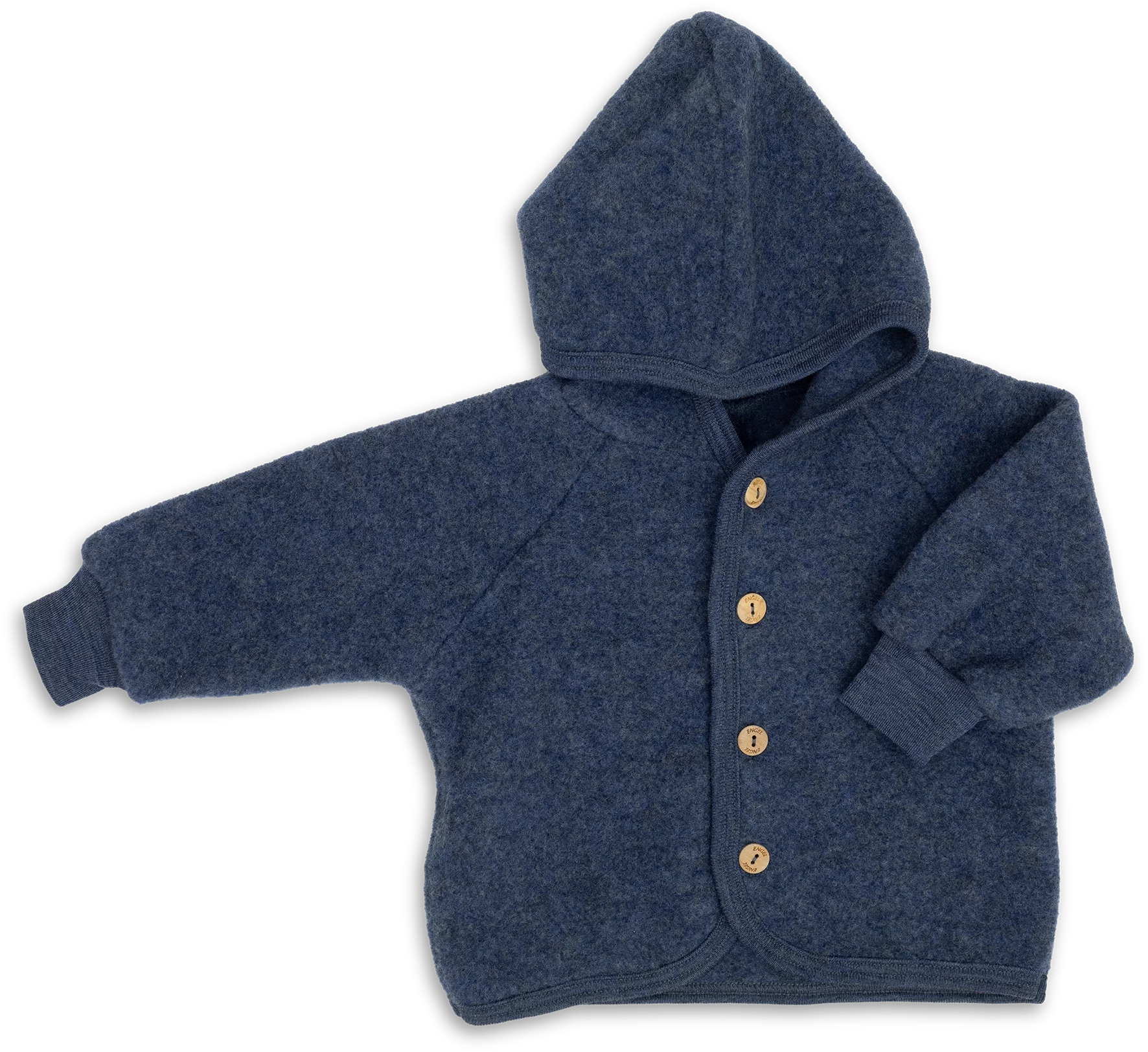 Engel Natur Hooded Jacket in Merino Wool- Blue Melange