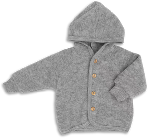 Engel Natur Hooded Jacket in Merino Wool- Grey Melange