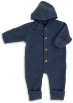 Charger l'image dans la galerie, Engel Natur Hooded Overall in merino wool- Blue Melange
