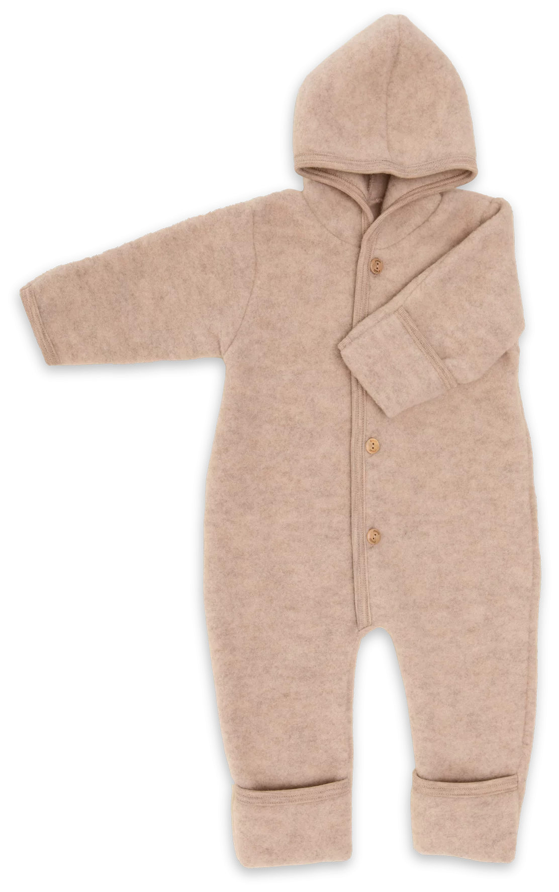 Engel Natur Hooded Overalls in Merino Wool- Sand Mélange
