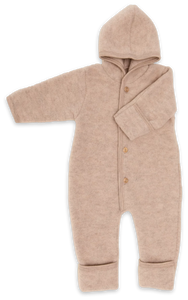Engel Natur Hooded Overalls in Merino Wool- Sand Mélange