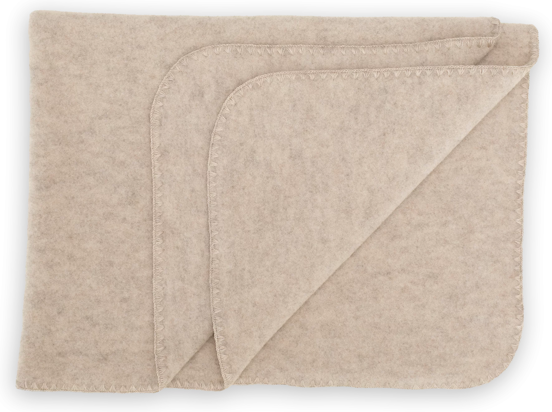 Merino Wool Baby Blanket with Shell Stitch- Sand