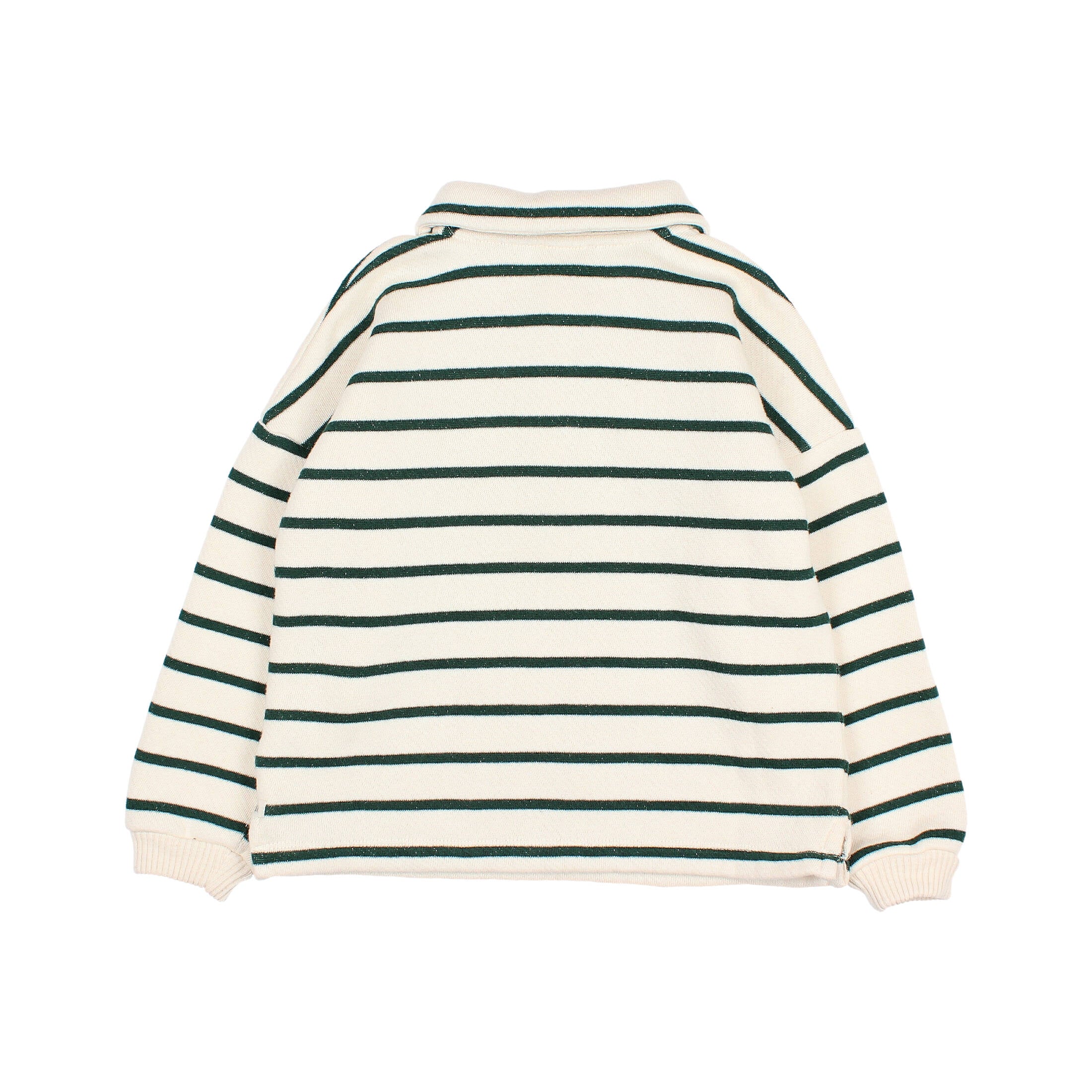 Stripe Collar Sweatshirt- Ecru/Green