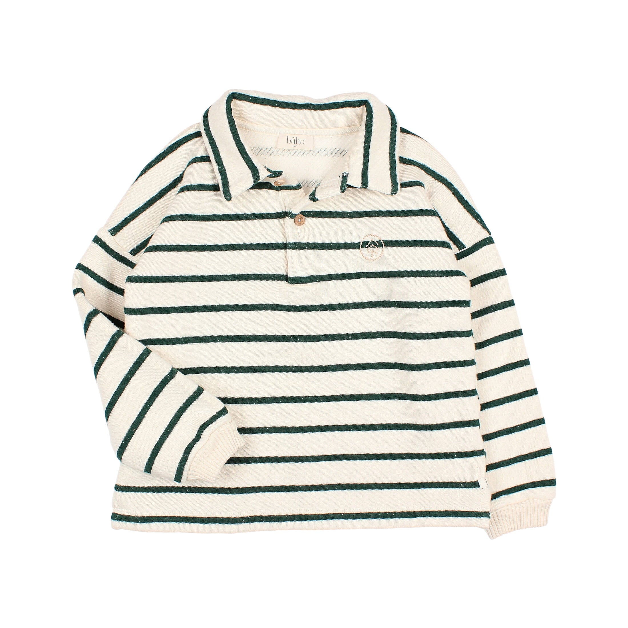 Stripe Collar Sweatshirt- Ecru/Green