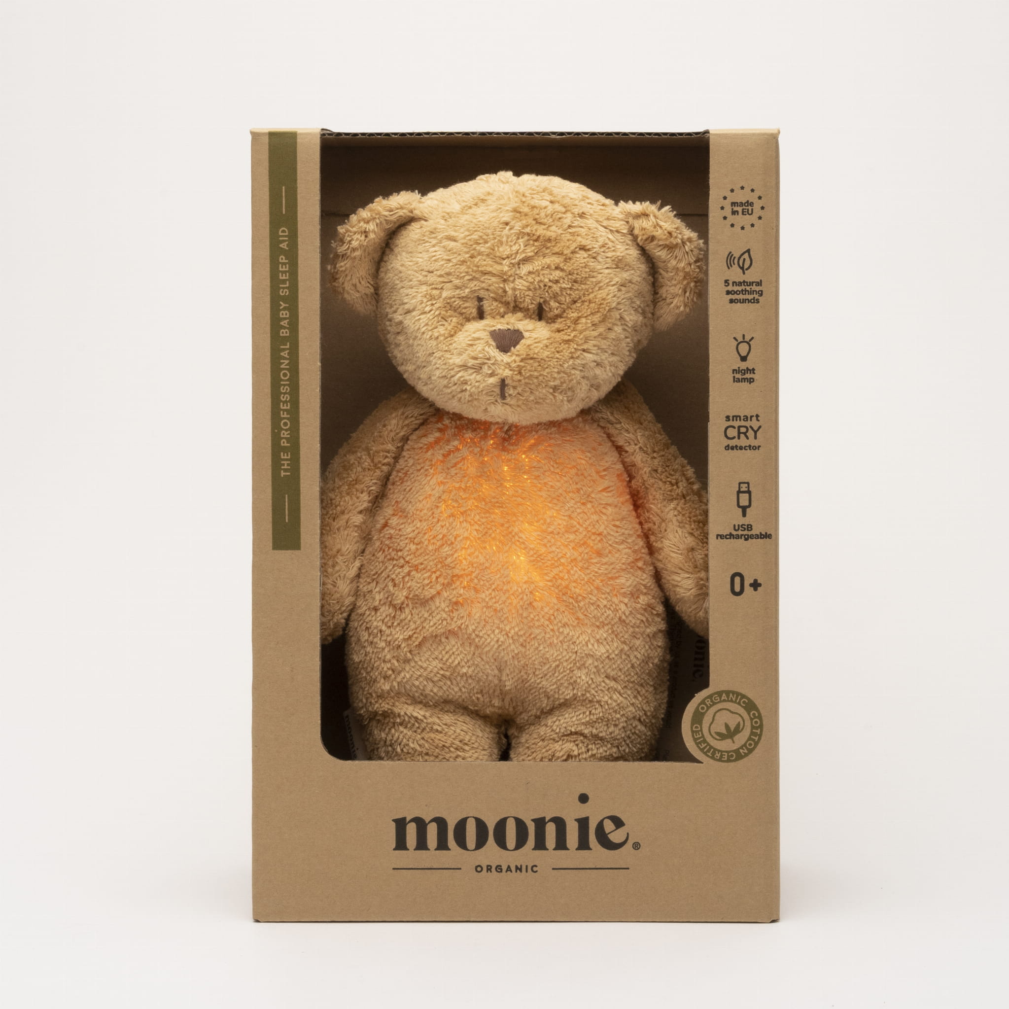 Moonie Organic Humming Bear with Lamp- Capaccino