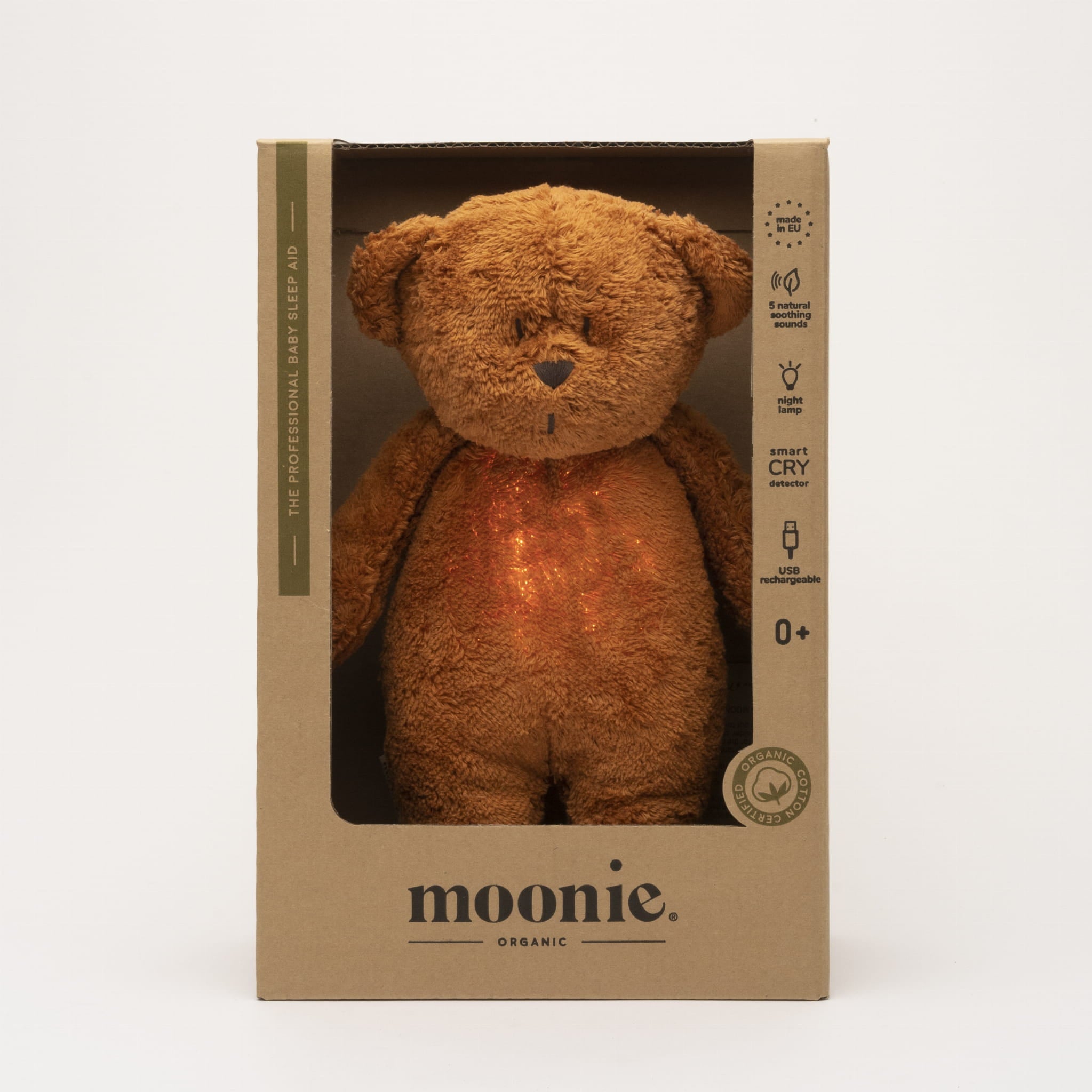 Moonie Organic Humming Bear with Lamp- Caramel