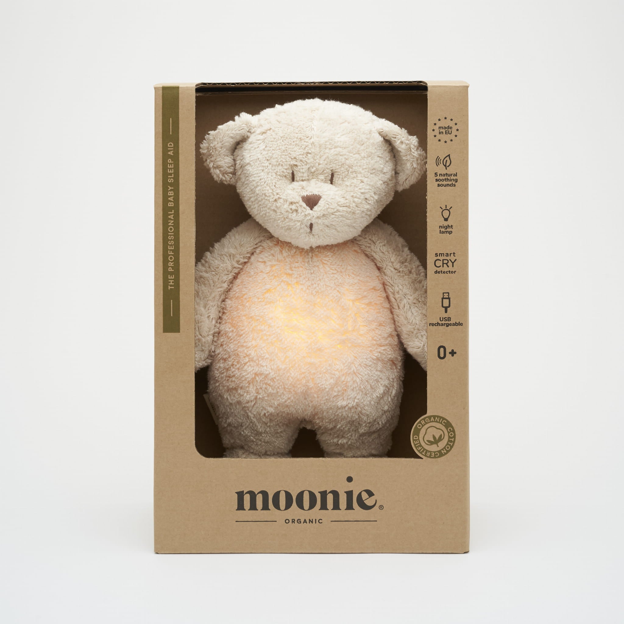 Moonie Organic Humming Bear with Lamp- Sand
