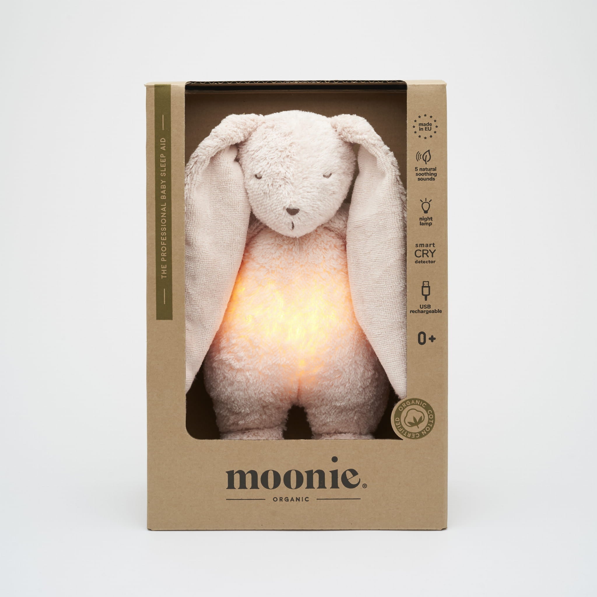 Moonie Organic Humming Bunny with Lamp- Rose