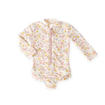 Load image into Gallery viewer, Swim Long Sleeve Hip Ruffle One Piece- Floret
