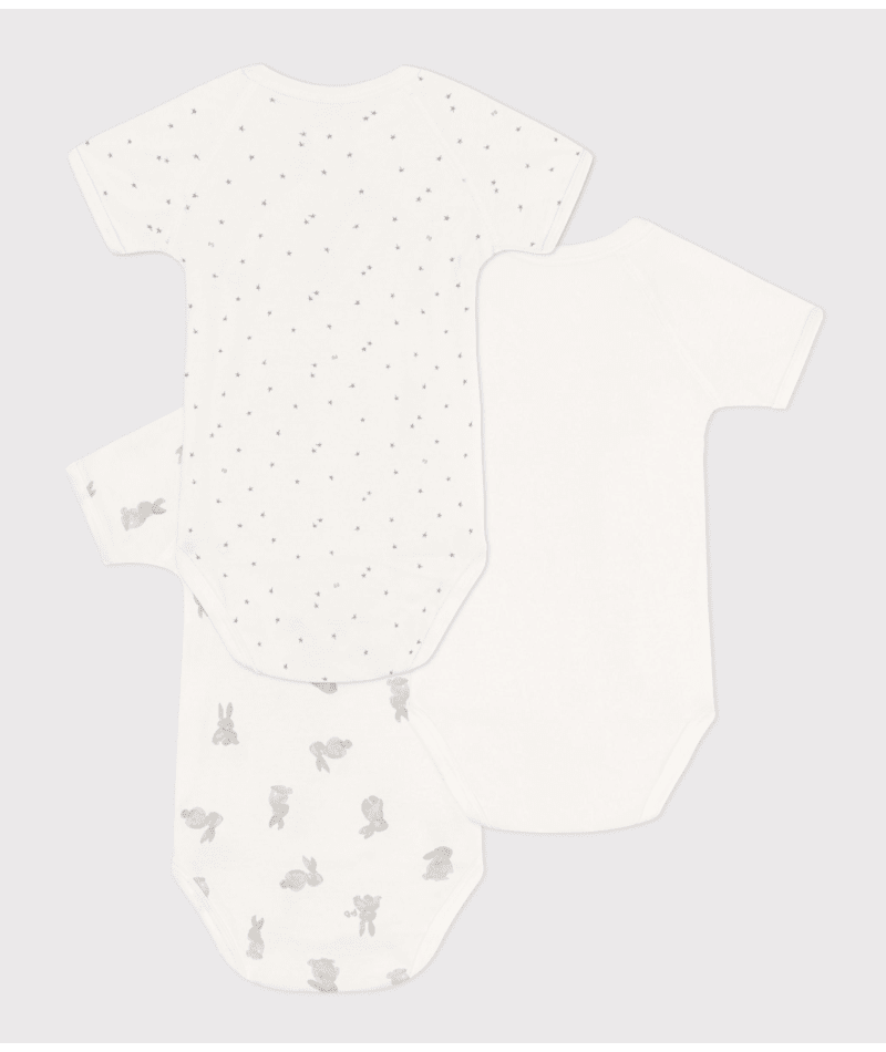 Cotton Short Sleeve Crossover Bodysuit- Pack of 3