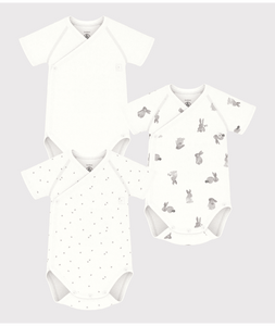 Cotton Short Sleeve Crossover Bodysuit- Pack of 3