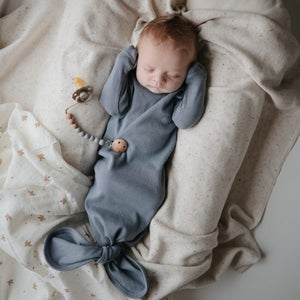 Ribbed Knotted Baby Gown- Tradewinds