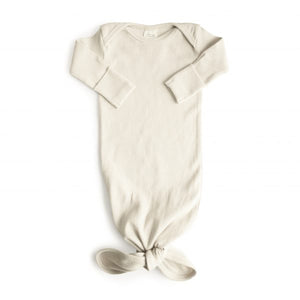 Ribbed Knotted Baby Gown- Ivory