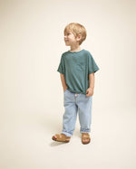 Load image into Gallery viewer, Boys Pocket Cotton Linen Tshirt- Green Lake
