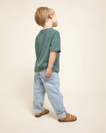 Load image into Gallery viewer, Boys Pocket Cotton Linen Tshirt- Green Lake
