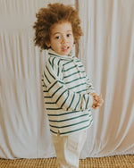 Load image into Gallery viewer, Stripe Collar Sweatshirt- Ecru/Green
