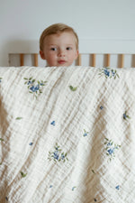Load image into Gallery viewer, Organic Cotton Muslin Baby Blanket- Blueberry

