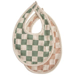 Load image into Gallery viewer, Muslin Bib 2-Pack (Olive/ Natural Check)
