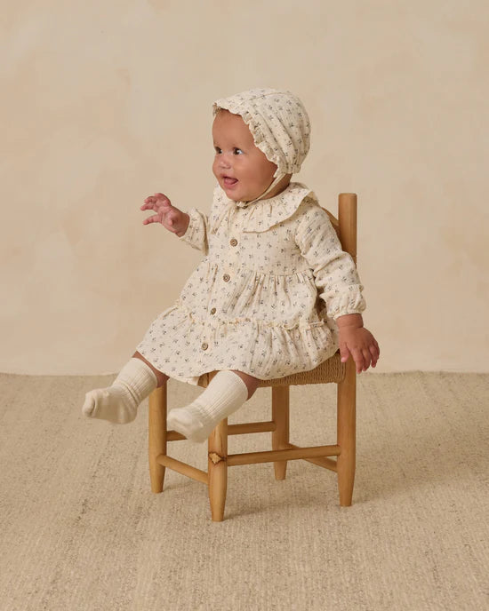 Ruffle Collar Button Dress- Bluebell