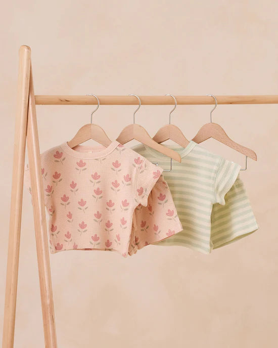 Waffle Tee + Short Set- Mint Stripe