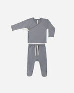 Charger l'image dans la galerie, Wrap Top + Footed Pant Set- Slate
