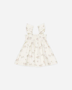Smocked Jersey Dress- Swans
