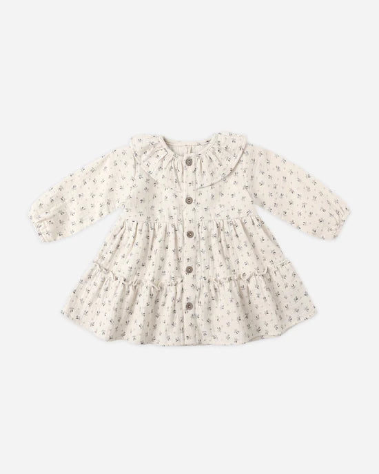 Ruffle Collar Button Dress- Bluebell