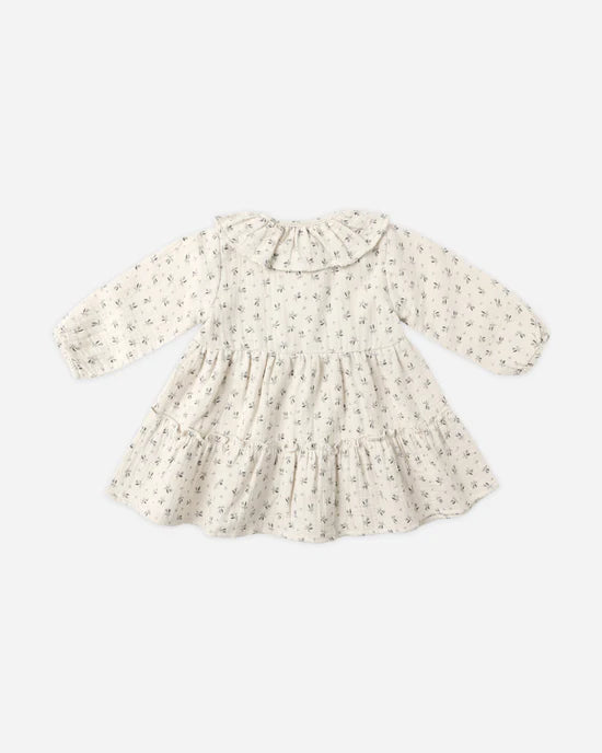 Ruffle Collar Button Dress- Bluebell