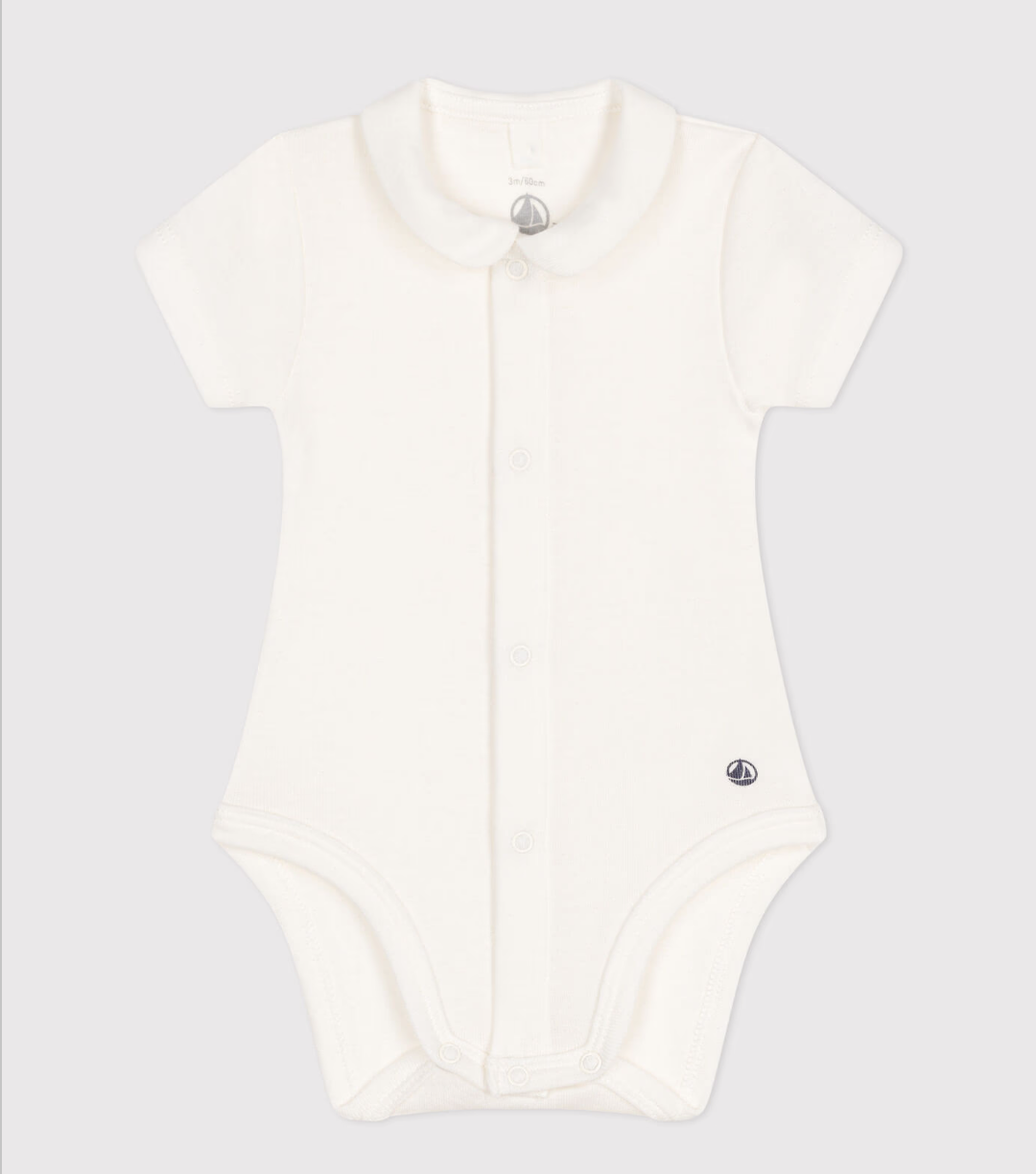 Baby short sleeved bodysuit with collar