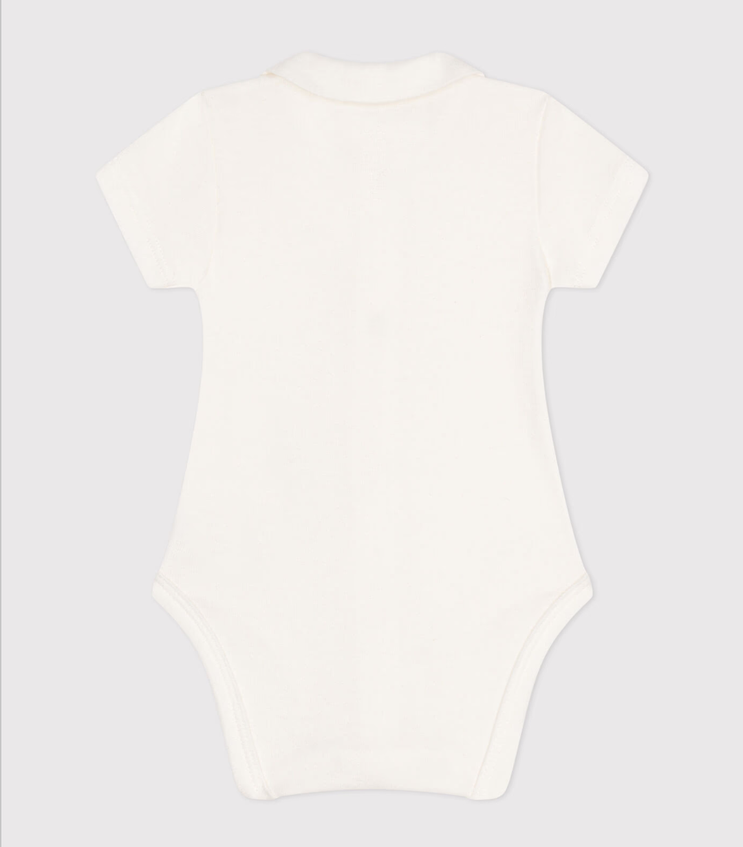 Baby short sleeved bodysuit with collar