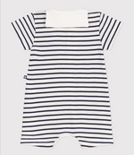 Load image into Gallery viewer, Baby Romper with Striped Cotton Peacoat Collar
