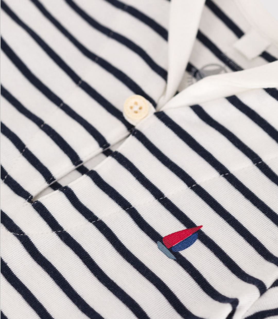 Baby Romper with Striped Cotton Peacoat Collar