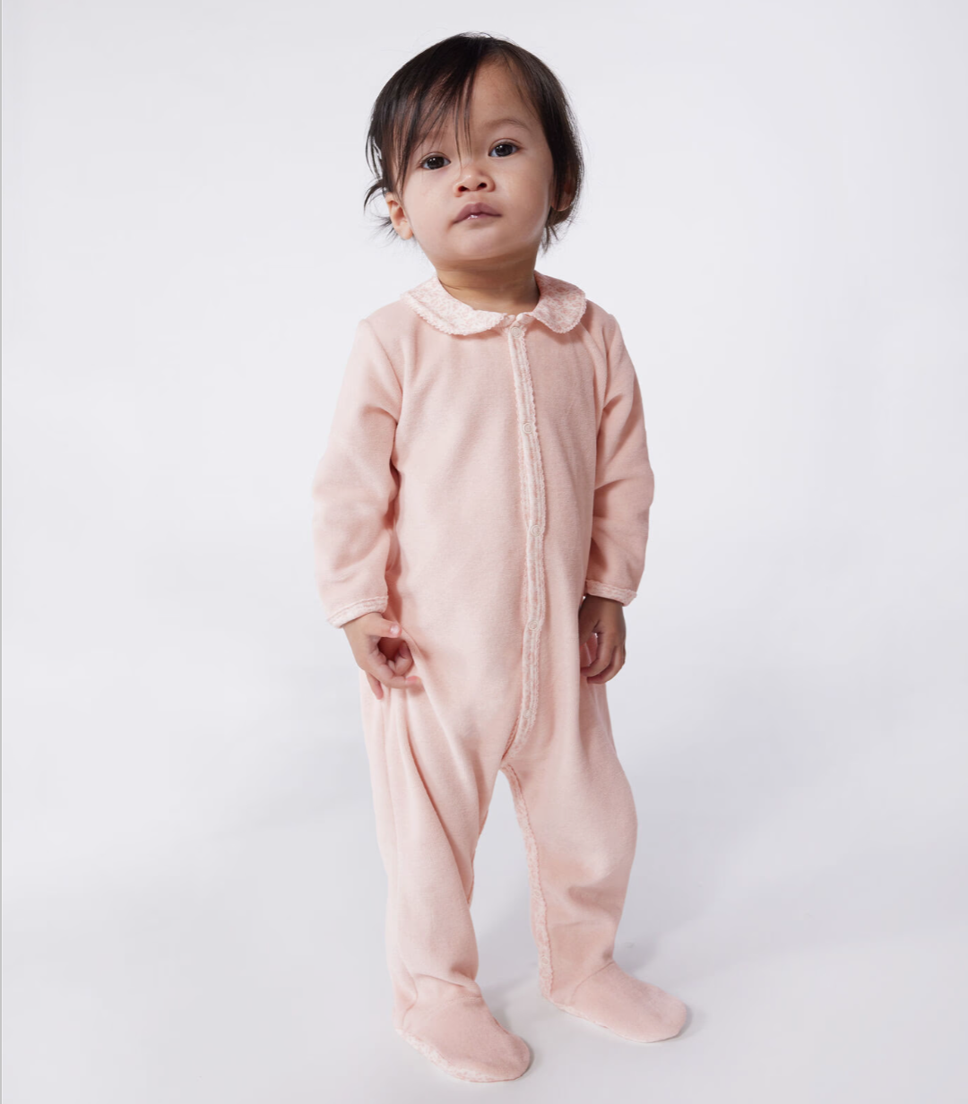 Baby Velvet Sleepsuit with Collar