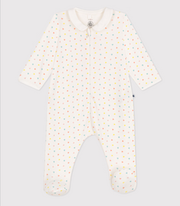 Cotton Zipper Sleepsuit- Colorful Hearts