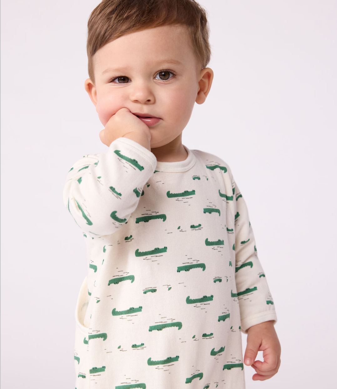 Baby Sleeper in Brushed Fleece- Crocodile