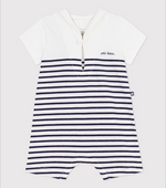 Load image into Gallery viewer, Short Stripy Cotton Playsuit- Sailor Collar
