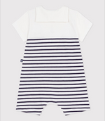Load image into Gallery viewer, Short Stripy Cotton Playsuit- Sailor Collar
